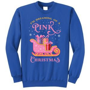 IM Dreaming Of A Pink Christmas Flamingo Santa Tropical Gift Sweatshirt