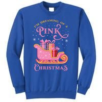 IM Dreaming Of A Pink Christmas Flamingo Santa Tropical Gift Sweatshirt