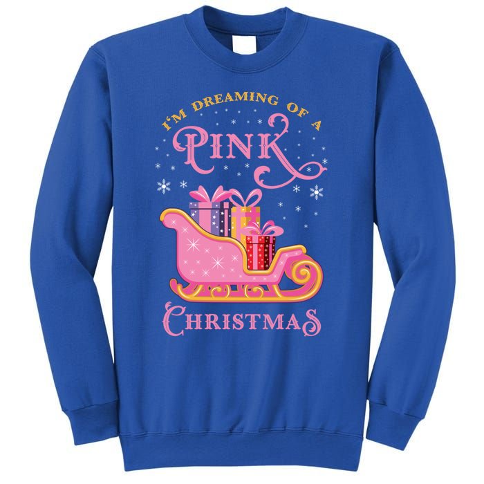 IM Dreaming Of A Pink Christmas Flamingo Santa Tropical Gift Sweatshirt