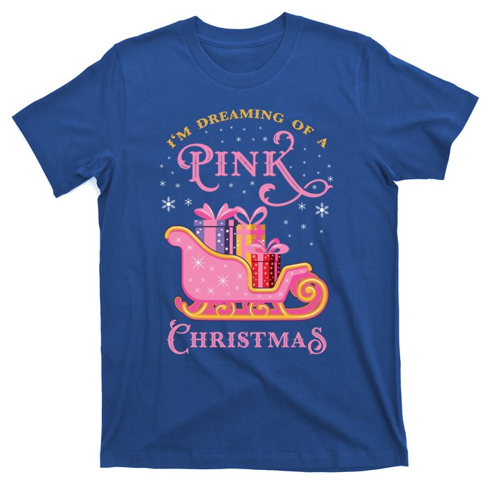 IM Dreaming Of A Pink Christmas Flamingo Santa Tropical Gift T-Shirt