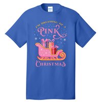 IM Dreaming Of A Pink Christmas Flamingo Santa Tropical Gift Tall T-Shirt