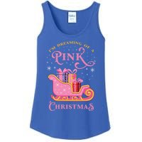 IM Dreaming Of A Pink Christmas Flamingo Santa Tropical Gift Ladies Essential Tank