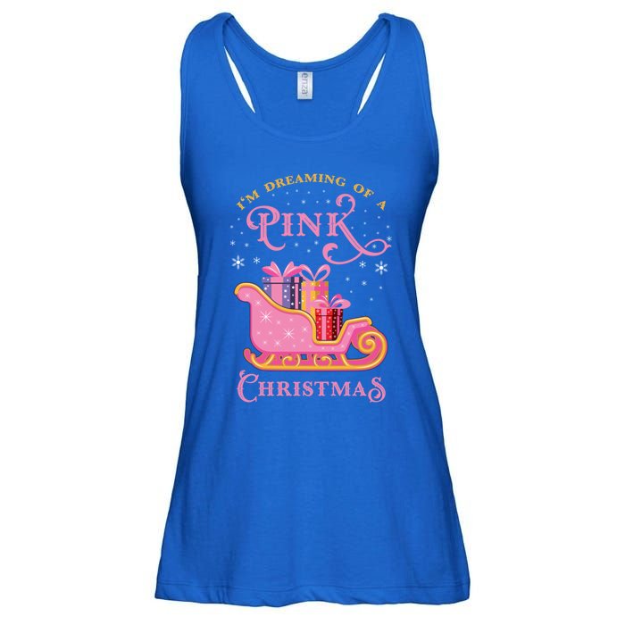 IM Dreaming Of A Pink Christmas Flamingo Santa Tropical Gift Ladies Essential Flowy Tank