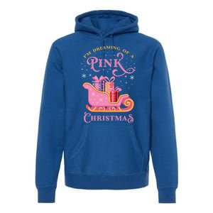 IM Dreaming Of A Pink Christmas Flamingo Santa Tropical Gift Premium Hoodie