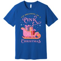 IM Dreaming Of A Pink Christmas Flamingo Santa Tropical Gift Premium T-Shirt