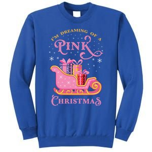 IM Dreaming Of A Pink Christmas Flamingo Santa Tropical Gift Tall Sweatshirt