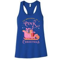 IM Dreaming Of A Pink Christmas Flamingo Santa Tropical Gift Women's Racerback Tank