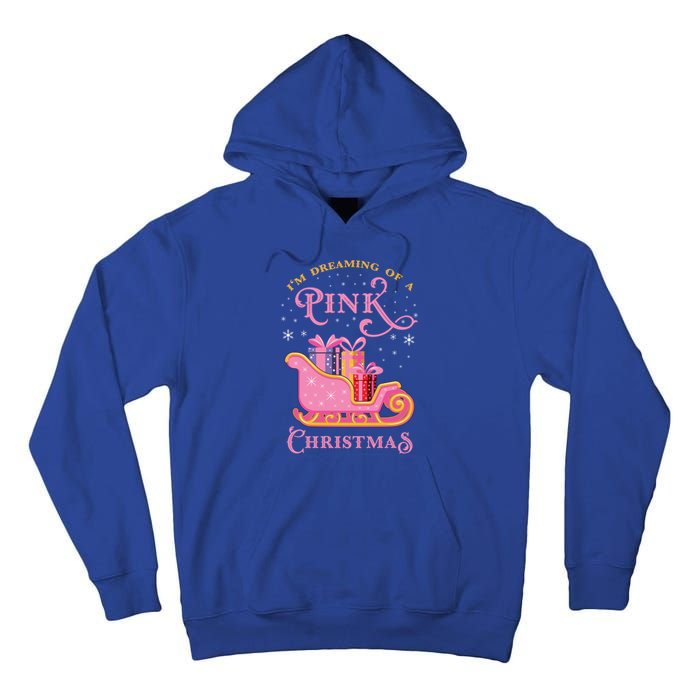 IM Dreaming Of A Pink Christmas Flamingo Santa Tropical Gift Tall Hoodie