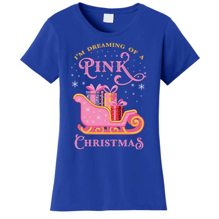 IM Dreaming Of A Pink Christmas Flamingo Santa Tropical Gift Women's T-Shirt