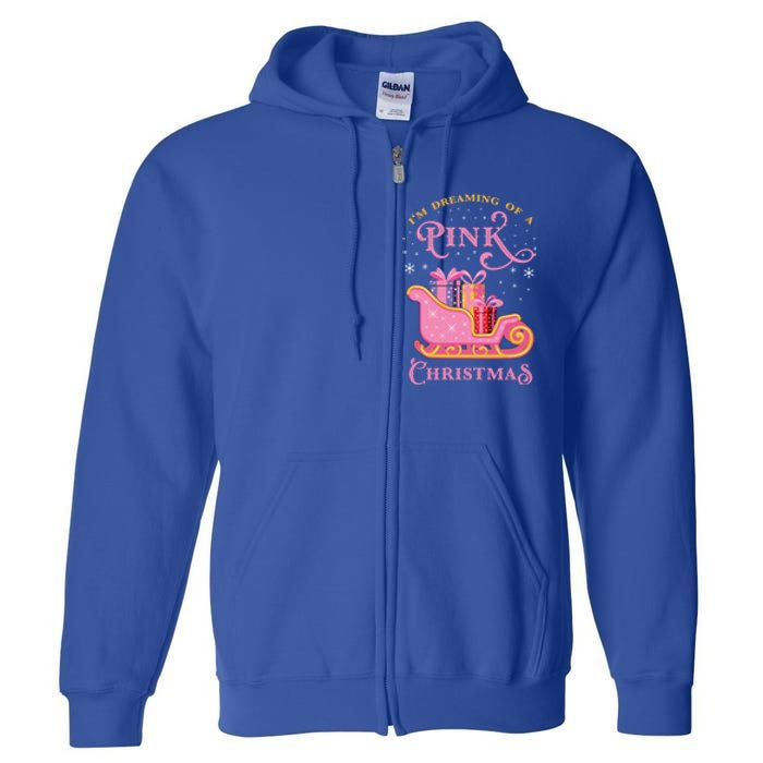 IM Dreaming Of A Pink Christmas Flamingo Santa Tropical Gift Full Zip Hoodie