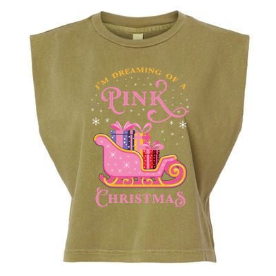 IM Dreaming Of A Pink Christmas Flamingo Santa Tropical Gift Garment-Dyed Women's Muscle Tee