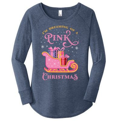 IM Dreaming Of A Pink Christmas Flamingo Santa Tropical Gift Women's Perfect Tri Tunic Long Sleeve Shirt