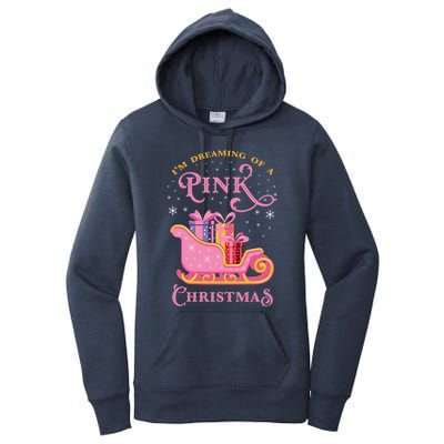 IM Dreaming Of A Pink Christmas Flamingo Santa Tropical Gift Women's Pullover Hoodie