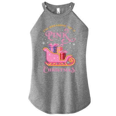 IM Dreaming Of A Pink Christmas Flamingo Santa Tropical Gift Women's Perfect Tri Rocker Tank