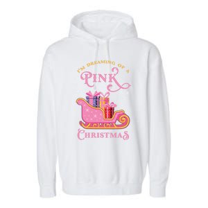 IM Dreaming Of A Pink Christmas Flamingo Santa Tropical Gift Garment-Dyed Fleece Hoodie