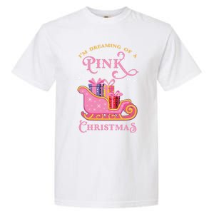 IM Dreaming Of A Pink Christmas Flamingo Santa Tropical Gift Garment-Dyed Heavyweight T-Shirt