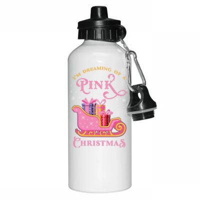 IM Dreaming Of A Pink Christmas Flamingo Santa Tropical Gift Aluminum Water Bottle