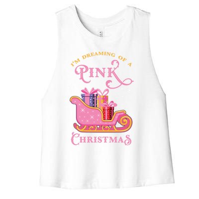 IM Dreaming Of A Pink Christmas Flamingo Santa Tropical Gift Women's Racerback Cropped Tank