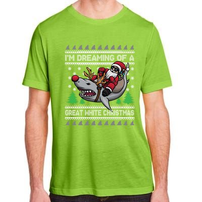 IM Dreaming Of A Great White Christmas Santa Riding Shark Cute Gift Adult ChromaSoft Performance T-Shirt