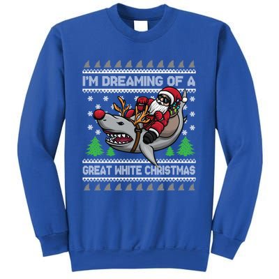 IM Dreaming Of A Great White Christmas Santa Riding Shark Cute Gift Sweatshirt