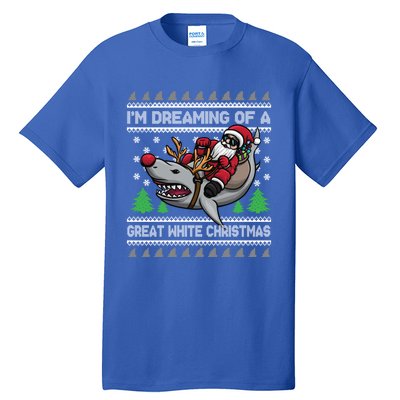 IM Dreaming Of A Great White Christmas Santa Riding Shark Cute Gift Tall T-Shirt