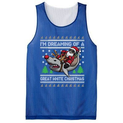 IM Dreaming Of A Great White Christmas Santa Riding Shark Cute Gift Mesh Reversible Basketball Jersey Tank