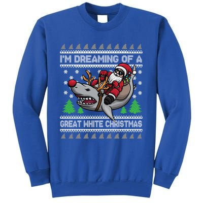 IM Dreaming Of A Great White Christmas Santa Riding Shark Cute Gift Tall Sweatshirt