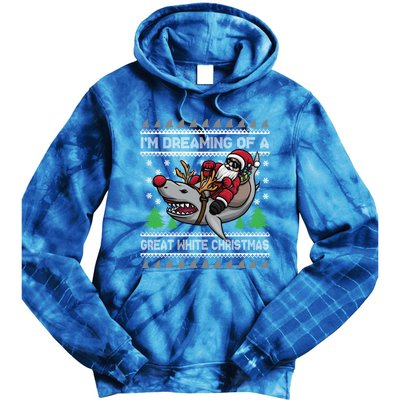 IM Dreaming Of A Great White Christmas Santa Riding Shark Cute Gift Tie Dye Hoodie