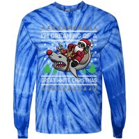 IM Dreaming Of A Great White Christmas Santa Riding Shark Cute Gift Tie-Dye Long Sleeve Shirt