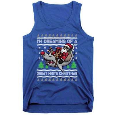 IM Dreaming Of A Great White Christmas Santa Riding Shark Cute Gift Tank Top