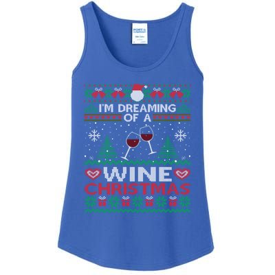 I'm Dreaming Of A Wine Christmas Ugly Sweater Funny Party Gift Ladies Essential Tank