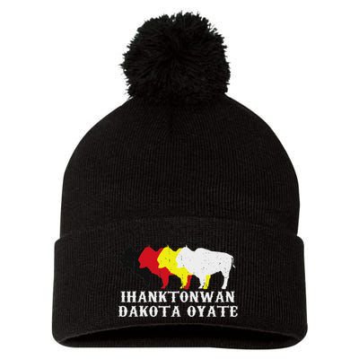 Ihanktonwan Dakota Oyate Yankton Sioux Medicine Wheel Pom Pom 12in Knit Beanie