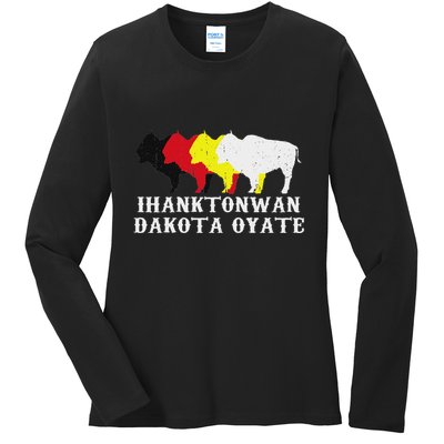 Ihanktonwan Dakota Oyate Yankton Sioux Medicine Wheel Ladies Long Sleeve Shirt