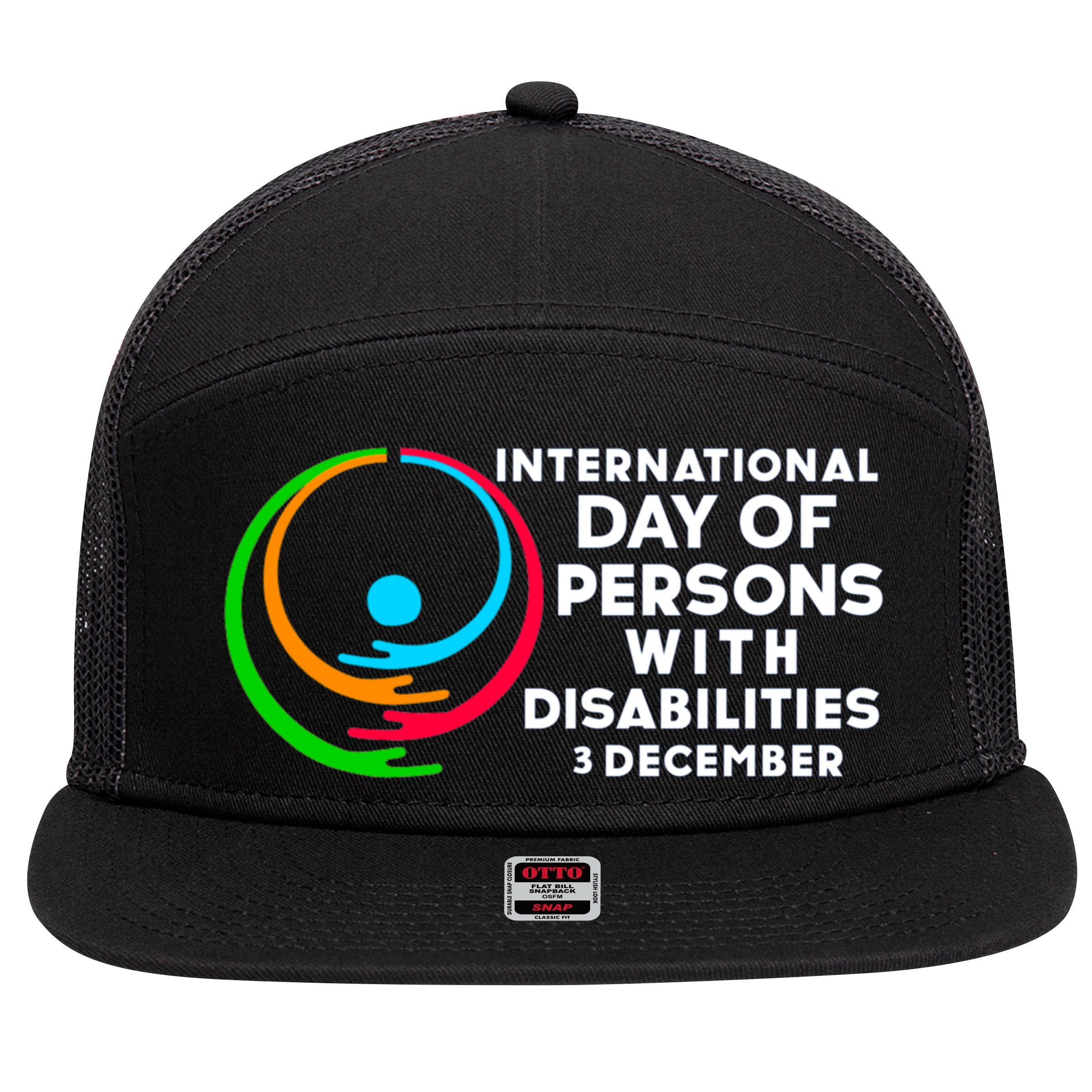 International Day Of Persons With Disabilities Gift 7 Panel Mesh Trucker Snapback Hat