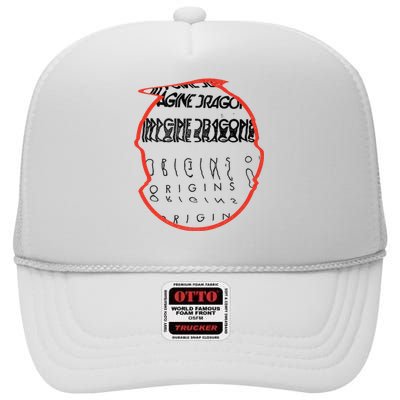 I.M.A.G.I.N.E. D.R.A.G.O.N.S Origins Red Circle High Crown Mesh Back Trucker Hat