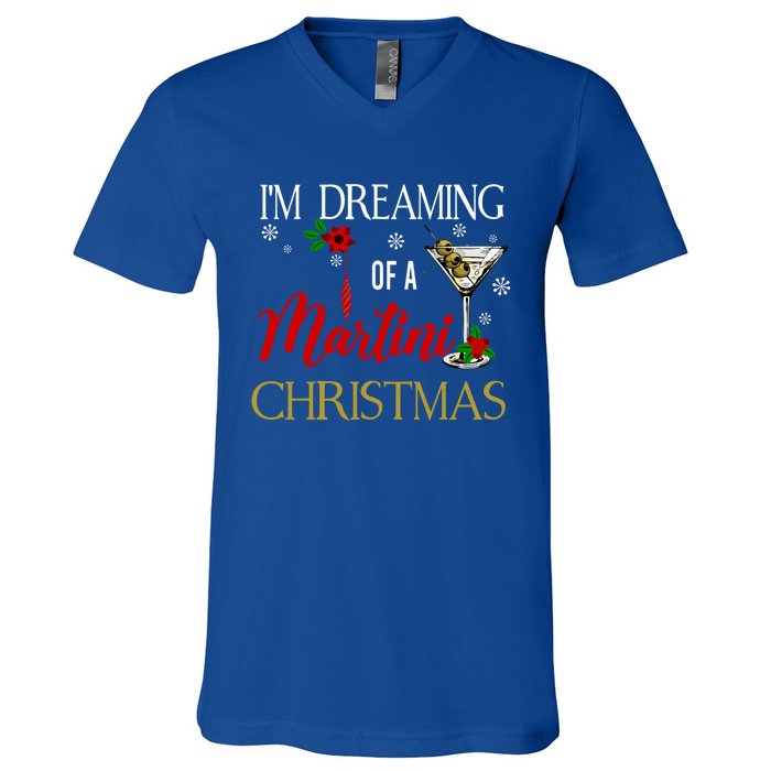 IM Dreaming Of A Martini Christmas Wine Glass Xmas Meaningful Gift V-Neck T-Shirt