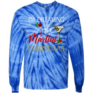 IM Dreaming Of A Martini Christmas Wine Glass Xmas Meaningful Gift Tie-Dye Long Sleeve Shirt