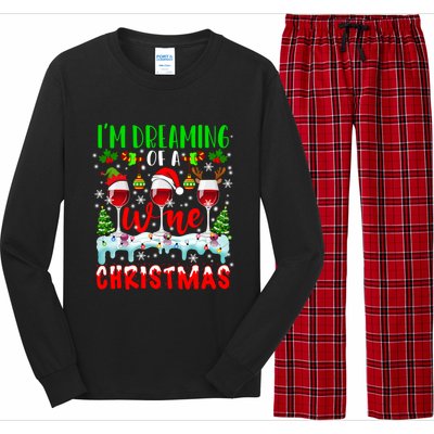 Im Dreaming Of Wine Xmas Santa Elf Reindeer Wine Ing Funny Gift Long Sleeve Pajama Set