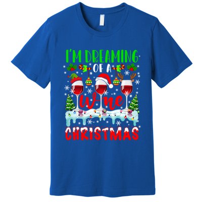 Im Dreaming Of Wine Xmas Santa Elf Reindeer Wine Ing Funny Gift Premium T-Shirt