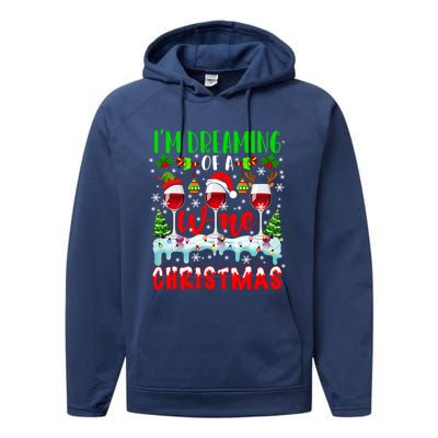 Im Dreaming Of Wine Xmas Santa Elf Reindeer Wine Ing Funny Gift Performance Fleece Hoodie