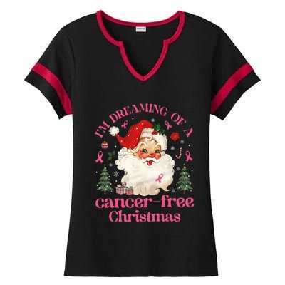 IM Dreaming Of A Breast Cancer Free Christmas Ladies Halftime Notch Neck Tee