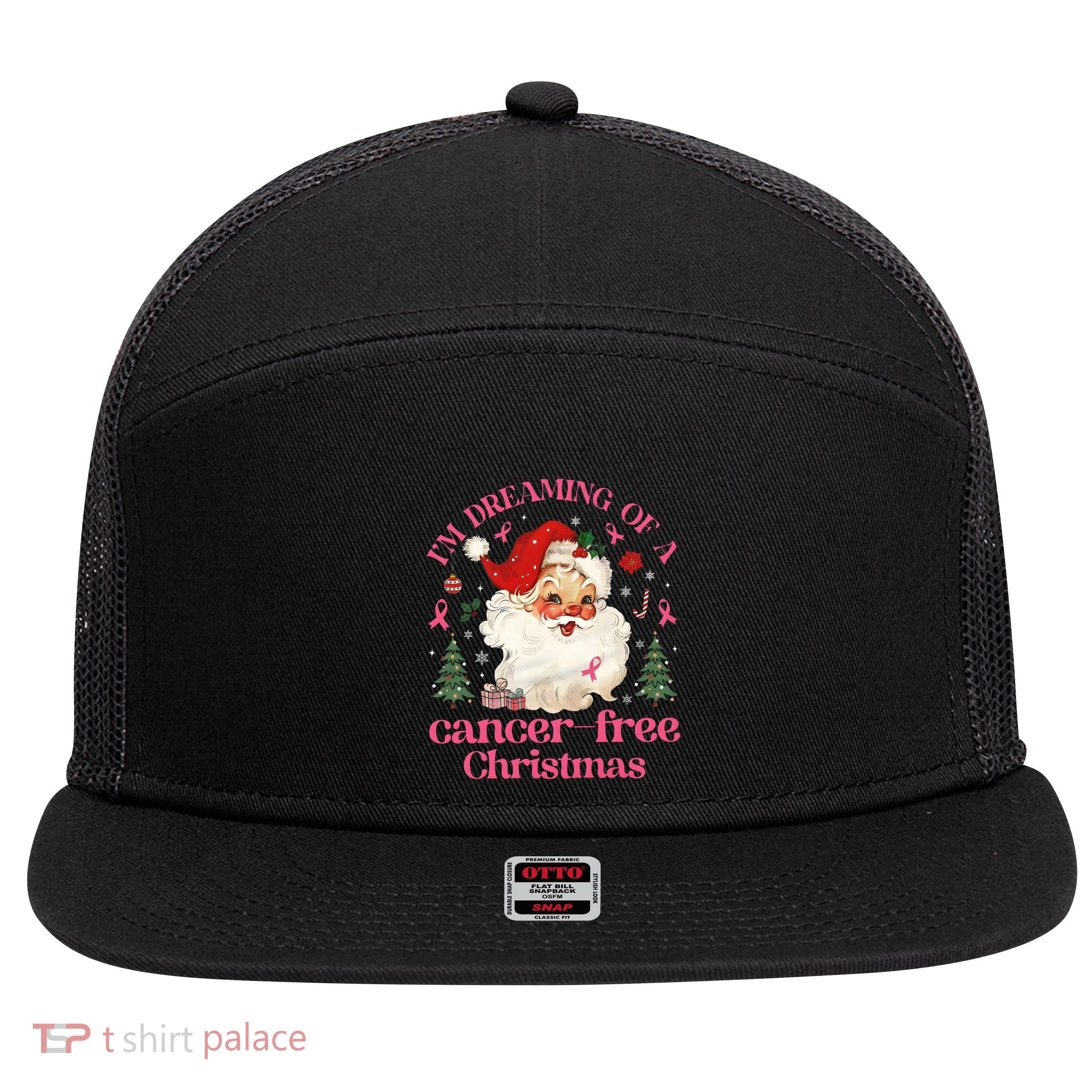 IM Dreaming Of A Breast Cancer Free Christmas 7 Panel Mesh Trucker Snapback Hat