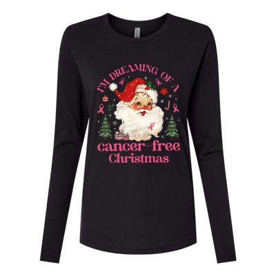 IM Dreaming Of A Breast Cancer Free Christmas Womens Cotton Relaxed Long Sleeve T-Shirt