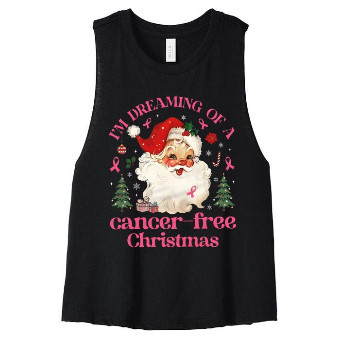 IM Dreaming Of A Breast Cancer Free Christmas Women's Racerback Cropped Tank