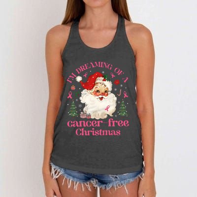 IM Dreaming Of A Breast Cancer Free Christmas Women's Knotted Racerback Tank