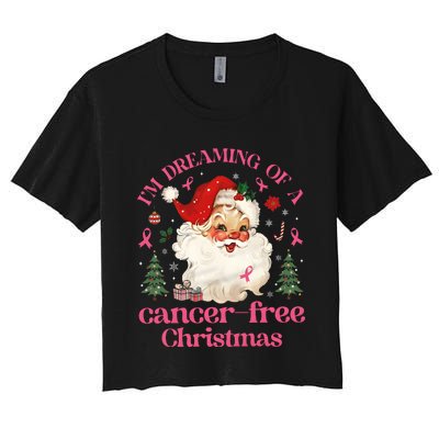 IM Dreaming Of A Breast Cancer Free Christmas Women's Crop Top Tee