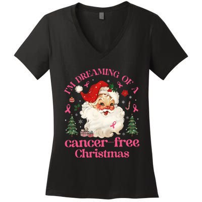 IM Dreaming Of A Breast Cancer Free Christmas Women's V-Neck T-Shirt