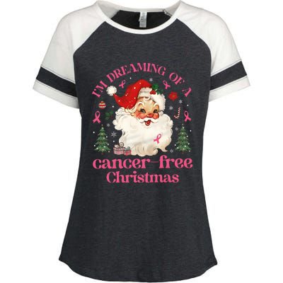 IM Dreaming Of A Breast Cancer Free Christmas Enza Ladies Jersey Colorblock Tee