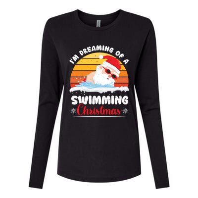 I’m Dreaming Of A Swimming Christmas Santa Swimmer Love Funny Gift Womens Cotton Relaxed Long Sleeve T-Shirt