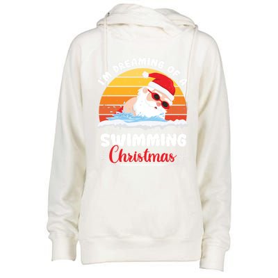 I’m Dreaming Of A Swimming Christmas Santa Swimmer Love Funny Gift Womens Funnel Neck Pullover Hood